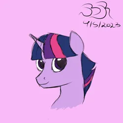 Size: 1000x1000 | Tagged: safe, artist:bifrose, derpibooru import, twilight sparkle, pony, unicorn, dusk shine, image, looking at you, male, pink background, png, rule 63, simple background, solo, stallion