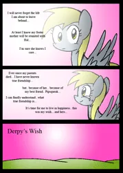 Size: 570x794 | Tagged: safe, artist:neoncabaret, derpibooru import, derpy hooves, oc, oc:mel, pegasus, pony, comic:derpy's wish, comic, image, png, teary eyes