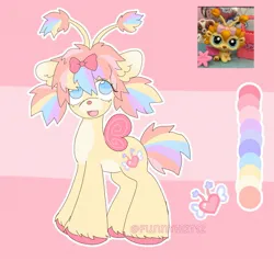 Size: 1577x1504 | Tagged: safe, artist:funnyhat12, derpibooru import, oc, unofficial characters only, butterfly, butterfly pony, hybrid, insect, pony, gradient background, image, jpeg, littlest pet shop, reference sheet, solo