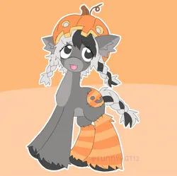 Size: 1568x1562 | Tagged: safe, artist:funnyhat12, derpibooru import, oc, unofficial characters only, earth pony, pony, adoptable, gradient background, image, jpeg, pumpkin, solo