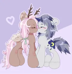 Size: 1993x2061 | Tagged: safe, artist:funnyhat12, derpibooru import, oc, unofficial characters only, pegasus, pony, unicorn, duo, gradient background, image, jpeg, kissing