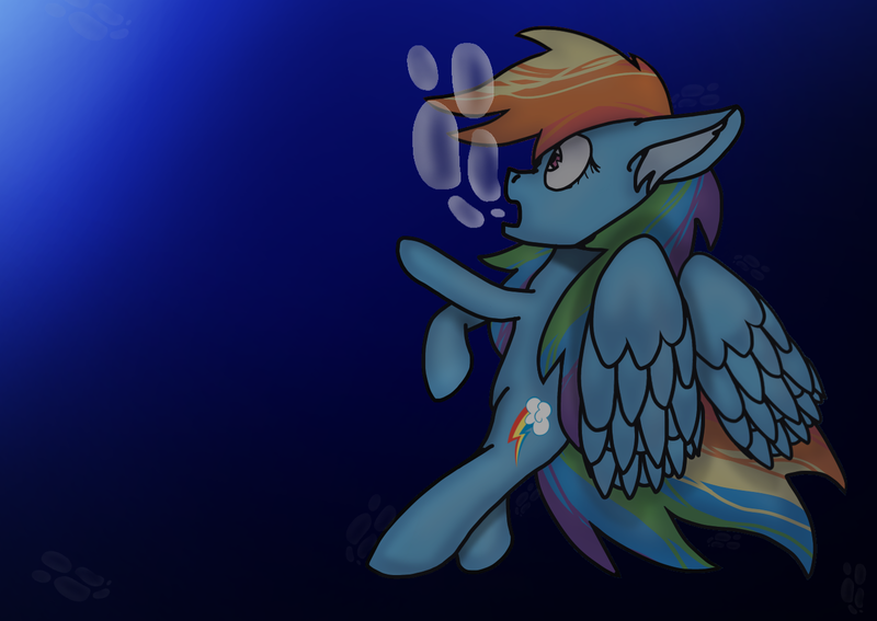 Size: 1412x1000 | Tagged: safe, artist:fedethedox2121, derpibooru import, rainbow dash, pegasus, pony, 2022, bubble, ear fluff, female, gradient background, image, open mouth, png, raised hoof, signature, solo, this will end in death, underwater, water