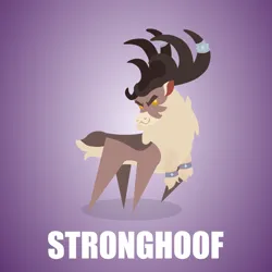 Size: 1280x1280 | Tagged: safe, artist:aha-mccoy, derpibooru import, deer, pony, reindeer, them's fightin' herds, antlers, community related, image, male, png, pointy ponies, purple background, raised hoof, simple background, solo, stag, stronghoof hoofstrong