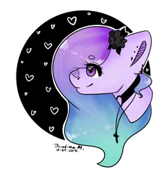 Size: 2859x3000 | Tagged: safe, artist:paulinam, derpibooru import, oc, oc:soda sadie, original species, plant pony, pony, collar, female, flower, image, jewelry, long mane, mare, necklace, plant, png, purple eyes, purple hair, purple mane, rose, solo