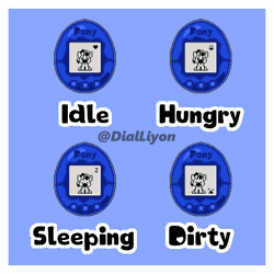 Size: 800x800 | Tagged: safe, artist:dialliyon, derpibooru import, oc, oc:meem, unofficial characters only, unicorn, animated, blue background, cute, gif, happy, hungry, image, loop, male, perfect loop, pixel art, simple background, sleeping, tamagotchi, text, video game