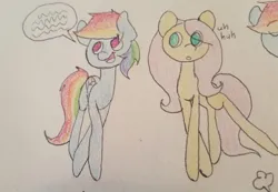 Size: 500x346 | Tagged: safe, artist:fluttersdoodles, derpibooru import, part of a set, fluttershy, rainbow dash, female, flutterdash, image, jpeg, lesbian, shipping, talking