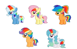 Size: 992x636 | Tagged: safe, artist:pixel-pony-adopts, derpibooru import, oc, unofficial characters only, earth pony, pegasus, pony, 2014, base used, female, filly, foal, image, looking offscreen, magical lesbian spawn, offspring, parent:applejack, parent:fluttershy, parent:rainbow dash, parent:scootaloo, parents:appledash, parents:celestidash, parents:flutterdash, parents:scootadash, parents:trixiedash, png, simple background, spread wings, transparent background, wings