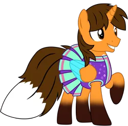 Size: 8063x7951 | Tagged: safe, alternate version, artist:ejlightning007arts, derpibooru import, oc, oc:ej, alicorn, fox, fox pony, hybrid, pony, alicorn oc, cheerleader, cheerleader outfit, clothes, colored wings, crossdressing, horn, image, male, png, raised hoof, simple background, smiling, stallion, transparent background, vector, wings