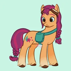 Size: 1280x1280 | Tagged: safe, artist:flightless-fox, derpibooru import, sunny starscout, earth pony, pony, bag, female, g5, goggles, hairband, image, mare, png, saddle bag, simple background, tail, tail band