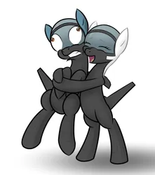 Size: 2155x2439 | Tagged: artist needed, safe, derpibooru import, oc, unofficial characters only, original species, plane pony, pony, adfx-02 morgan, bear hug, derp, duo, duo male and female, eyes closed, father and child, father and daughter, female, happy, hug, hug from behind, image, male, mare, plane, png, puffy cheeks, simple background, smiling, stallion, tight hug, white background