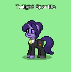 Size: 828x830 | Tagged: safe, derpibooru import, twilight sparkle, unicorn, clothes, crystal curtain: world aflame, hair bun, image, jpeg, necktie, nuclear physicist, scientist, unicorn twilight