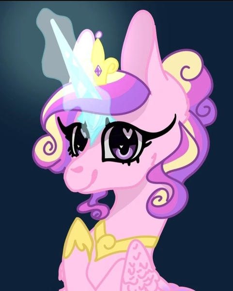 Size: 717x895 | Tagged: safe, artist:kermitting_art, derpibooru import, princess cadance, glow, glowing horn, horn, image, jpeg