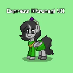 Size: 820x816 | Tagged: safe, derpibooru import, oc, oc:empress kitsumagi vii, unofficial characters only, alicorn, bat pony, bat pony alicorn, bat wings, clothes, crown, crystal curtain: world aflame, dress, horn, image, japan, jewelry, jpeg, neighpon, regalia, wings