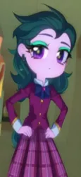 Size: 384x832 | Tagged: safe, artist:rainbowstarcolour262, derpibooru import, machine learning generated, screencap, zephyr, human, equestria girls, friendship games, bowtie, clothes, eyeshadow, female, image, makeup, pinegraph, plaid skirt, pleated skirt, png, school uniform, shirt, skirt, solo