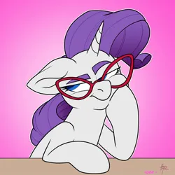 Size: 1500x1500 | Tagged: safe, artist:fizzlefer, artist:koapony, derpibooru import, rarity, oc, unofficial characters only, pony, glasses, gradient background, image, jpeg, solo