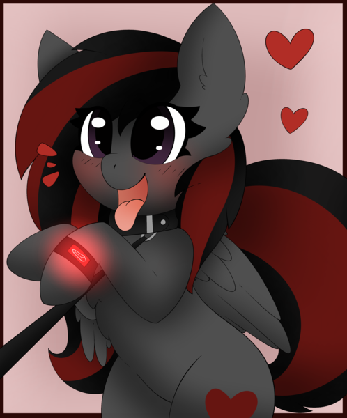 Size: 2489x3000 | Tagged: suggestive, artist:pegamutt, derpibooru import, oc, oc:se solar eclipse, unofficial characters only, pegasus, pony, behaving like a dog, heart, image, leash, pegasus oc, pet play, png, puppy dog eyes, simple background, solo, watch, wings, wristwatch