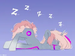 Size: 2500x1856 | Tagged: safe, artist:shelti, derpibooru import, oc, unofficial characters only, pony, unicorn, eyes closed, face down ass up, gradient background, gradient hooves, horn, image, jpeg, onomatopoeia, sleeping, solo, sound effects, zzz