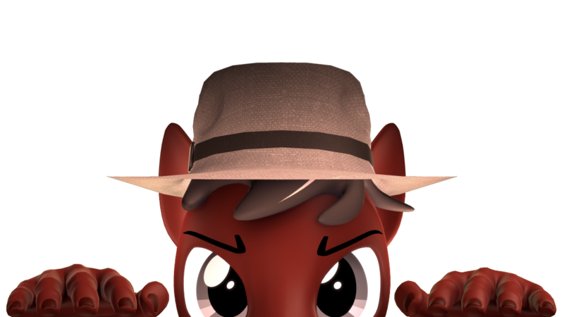 Size: 1031x580 | Tagged: safe, artist:seriff-pilcrow, derpibooru import, oc, oc:phillip finder, unofficial characters only, anthro, 3d, hat, image, looking at you, no source available, peeking, png, source filmmaker, the fourth wall cannot save you, trilby