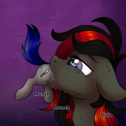 Size: 4000x4000 | Tagged: suggestive, artist:cornelia_nelson, derpibooru import, edit, editor:midnight breeze, oc, oc:mb midnight breeze, oc:se solar eclipse, unofficial characters only, pegasus, pony, chewing, death, drool, drool on face, eating, edited photo, female, giant pegasus, giant pony, gulp, hard vore, image, implied decapitation, macro, male, male prey, mare, mare pred, mare predator, munching, pegasus oc, photoshop, png, size difference, snuff, stallion, stallion prey, swallowing, throat bulge, vore, wings