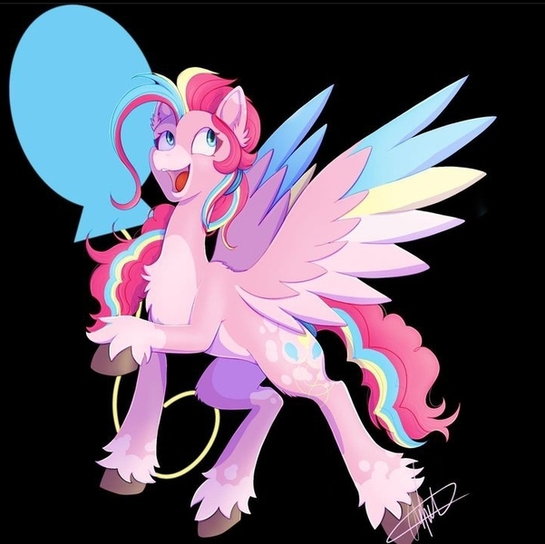 Size: 716x715 | Tagged: safe, artist:shackle_moon, derpibooru import, pinkie pie, pegasus, alternate design, image, jpeg, race swap, twitterina design