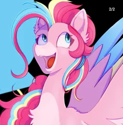 Size: 709x722 | Tagged: safe, artist:shackle_moon, derpibooru import, pinkie pie, pegasus, alternate design, image, jpeg, race swap, twitterina design