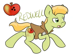 Size: 1024x787 | Tagged: safe, artist:fairiegirl101, derpibooru import, oc, oc:redwell, unofficial characters only, earth pony, earth pony oc, image, jpeg, male, offspring, parent:braeburn, parent:trixie, parents:trixburn, simple background, solo, white background