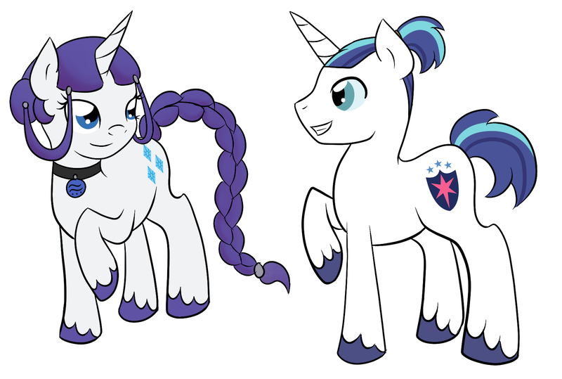 Size: 1721x1159 | Tagged: safe, artist:fairiegirl101, derpibooru import, rarity, shining armor, pony, unicorn, alternate hairstyle, avatar the last airbender, crossover, female, image, katara, male, png, simple background, sokka, white background