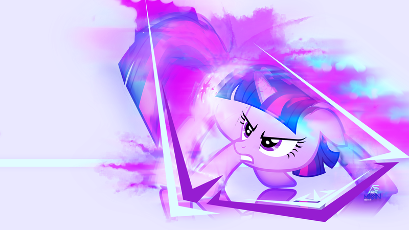 Size: 1920x1080 | Tagged: safe, artist:finaglerific, artist:hornflakes, artist:mikoyanx, derpibooru import, edit, twilight sparkle, pony, unicorn, angry, battle stance, female, frown, grunge, image, mare, png, solo, unicorn twilight, wallpaper, wallpaper edit, watermark