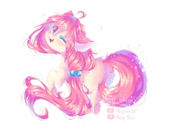 Size: 2828x2121 | Tagged: safe, artist:prettyshinegp, derpibooru import, oc, unofficial characters only, earth pony, pony, ear fluff, earth pony oc, female, image, mare, one eye closed, png, raised hoof, simple background, solo, transparent background, wink