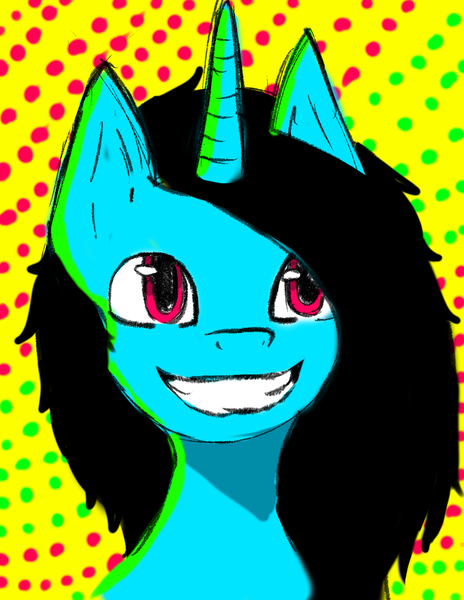 Size: 2153x2786 | Tagged: safe, artist:minckies, derpibooru import, oc, unofficial characters only, pony, unicorn, bust, female, grin, horn, image, mare, png, polka dot background, smiling, solo, unicorn oc