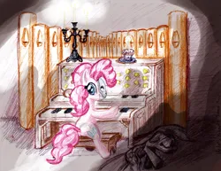 Size: 3256x2516 | Tagged: safe, derpibooru import, pinkie pie, rainbow dash, earth pony, pony, female, image, musical instrument, organ, phantom of the opera, pipe organ, png, solo