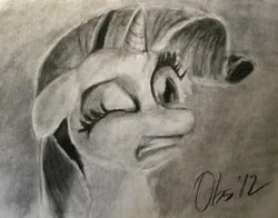 Size: 1200x942 | Tagged: safe, artist:obsequiosity, derpibooru import, rarity, pony, unicorn, charcoal (medium), female, grayscale, image, monochrome, png, solo, traditional art