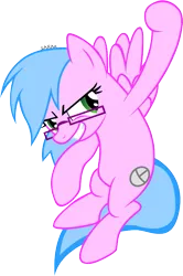 Size: 537x810 | Tagged: safe, artist:sarahstudios11, derpibooru import, oc, oc:artie brush, unofficial characters only, pegasus, colored, flat colors, glasses, image, pegasus oc, png, raised hoof, solo, spread wings, vector, wings