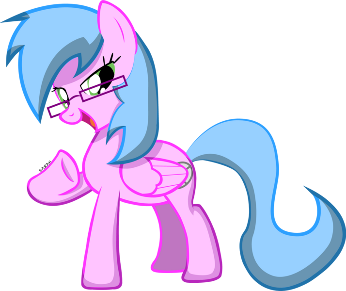 Size: 1024x860 | Tagged: safe, artist:sarahstudios11, derpibooru import, oc, oc:artie brush, unofficial characters only, pegasus, pony, female, glasses, image, mare, pegasus oc, png, shading, solo, vector, wings