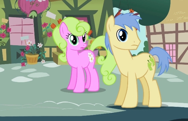 Size: 612x393 | Tagged: safe, derpibooru import, screencap, daisy, flower wishes, goldengrape, sir colton vines iii, the mysterious mare do well, image, jpeg