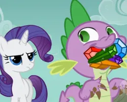 Size: 690x554 | Tagged: safe, derpibooru import, screencap, rarity, spike, a dog and pony show, image, jpeg, mud