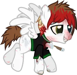 Size: 1110x1085 | Tagged: safe, artist:lightningbolt, derpibooru import, ponified, pegasus, pony, undead, zombie, zombie pony, .svg available, awsten knight, bags under eyes, blood, blood stains, bloodshot eyes, bone, clothes, colored pupils, derpibooru exclusive, flying, glasgow smile, heterochromia, horseshoes, image, jewelry, knife, knife in chest, lidded eyes, necklace, png, scar, simple background, solo, spread wings, stitches, tattered, torn clothes, torn ear, transparent background, vector, waterparks, wings