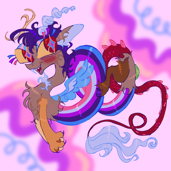 Size: 1280x1280 | Tagged: safe, artist:webkinzworldz, derpibooru import, discord, pony, femboy discord, gender headcanon, genderfluid, genderfluid pride flag, image, png, pride, pride flag, solo, transgender, transgender pride flag