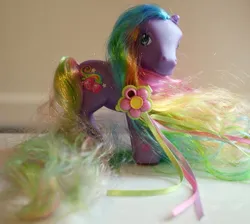 Size: 619x555 | Tagged: safe, derpibooru import, rainbowberry, pony, g3, image, irl, jpeg, long mane, long tail, photo, solo, super long hair pony, tail, toy