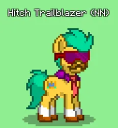 Size: 756x816 | Tagged: safe, derpibooru import, hitch trailblazer, pony, pony town, clothes, costume, facial hair, g5, glasses, image, moustache, necktie, nightmare night, nightmare night costume, png, solo