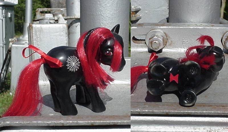 Size: 801x464 | Tagged: safe, artist:lonewolf3878, derpibooru import, black widow, earth pony, monster pony, original species, pony, spider, spiderpony, brushable, customized toy, female, g1, image, irl, jpeg, photo, toy