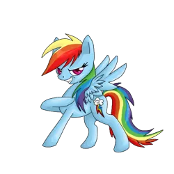 Size: 512x512 | Tagged: safe, artist:tami-kitten, derpibooru import, rainbow dash, pegasus, pony, cocky, female, grin, image, mare, png, raised hoof, simple background, smiling, solo, spread wings, transparent background, wings