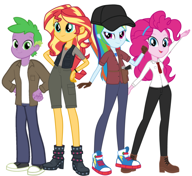Size: 2903x2651 | Tagged: safe, artist:edy_january, artist:georgegarza01, derpibooru import, edit, vector edit, pinkie pie, rainbow dash, spike, sunset shimmer, human, equestria girls, boots, call of duty, call of duty zombies, call of duty: black ops 2, clothes, collaboration, desert eagle, equestria girls-ified, geode of empathy, geode of sugar bombs, geode of super speed, gun, handgun, hat, human spike, humanized, image, long pants, magical geodes, parody, pistol, png, shirt, shoes, shorts, simple background, survival, survivor, t-shirt, transparent background, vector, vest, victis, weapon, zombie apocalypse