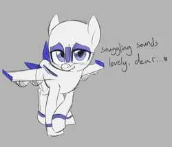 Size: 700x600 | Tagged: artist needed, safe, derpibooru import, oc, oc:air liner, unofficial characters only, original species, plane pony, pony, adorkable, blue eyes, blushing, colored, cute, daaaaaaaaaaaw, dialogue, dork, female, floating heart, gray background, heart, image, imminent snuggles, looking at you, mare, ocbetes, plane, png, shy, shy smile, simple background, smiling, solo, solo female, spread wings, talking to you, wings
