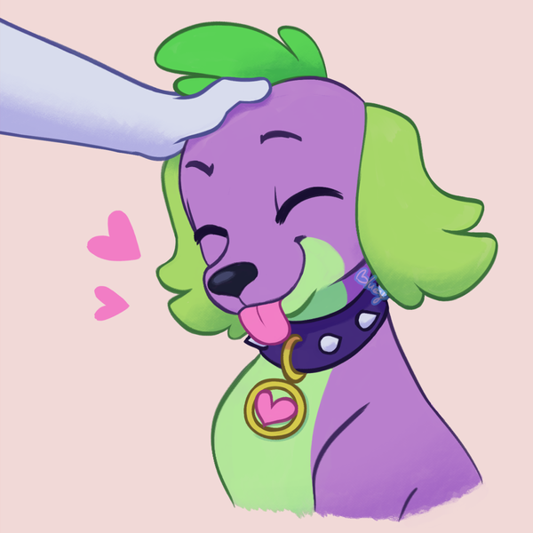 Size: 1280x1280 | Tagged: safe, artist:flightless-fox, derpibooru import, spike, dog, equestria girls, collar, hand, head pat, image, pat, png, simple background, spike the dog