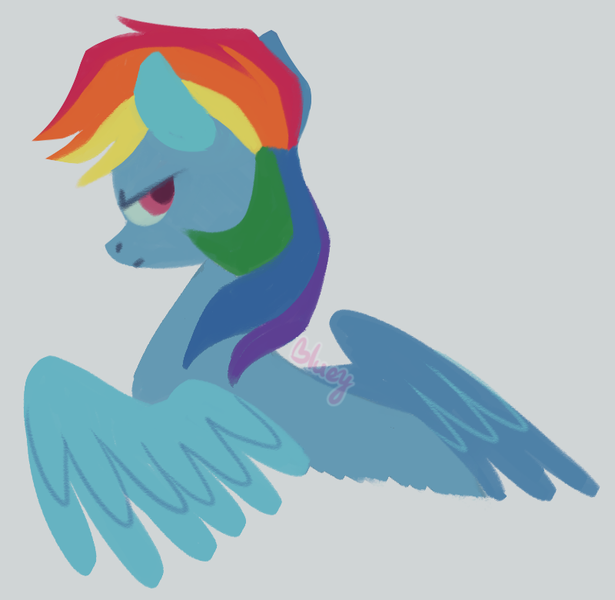 Size: 800x780 | Tagged: safe, artist:flightless-fox, derpibooru import, rainbow dash, pegasus, pony, gray background, image, png, simple background, solo