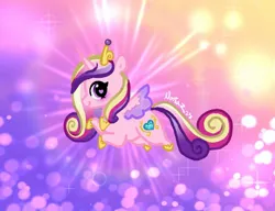 Size: 1151x884 | Tagged: safe, artist:nootaz, derpibooru import, princess cadance, alicorn, pony, abstract background, chibi, cute, cutedance, female, heart, heart eyes, image, jpeg, mare, smiling, solo, spread wings, wingding eyes, wings