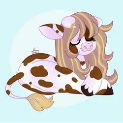 Size: 3200x3200 | Tagged: safe, artist:fizzlefer, derpibooru import, oc, unofficial characters only, cow, cow pony, pony, horns, image, jpeg, solo