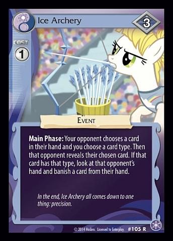 Size: 344x480 | Tagged: safe, derpibooru import, unnamed character, equestria games (episode), archery, arrow, ccg, crystal games, enterplay, ice, image, jpeg, merchandise, mouth hold, solo, stadium