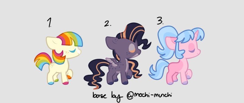 Size: 900x382 | Tagged: safe, artist:fizzlefer, artist:mochi-munchi, derpibooru import, oc, unofficial characters only, earth pony, pegasus, pony, unicorn, adoptable, image, jpeg, simple background